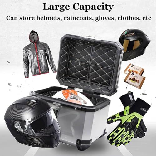 Top case de moto étanche en alu noir plat universel avec support - 4
