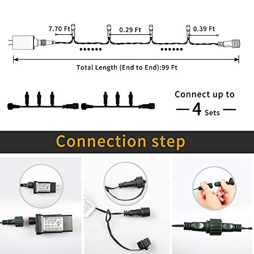 Christmas String Lights End-to-End Plug 8 Modes 108FT 300 LED IP55 Outdoor Waterproof UL Certificated Indoor Fairy Lights Garden Wedding Christma Trees Parties Decoration Multicolor - Image 4