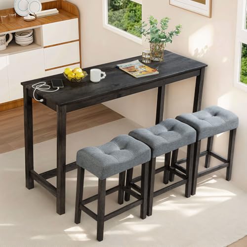 LKTART Bar Table and Chairs Set of 4, Bar Height