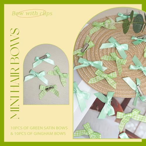 20 piezas pinzas lazo para cabello color verde miniatura 6