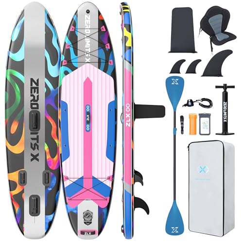 ZLX Tabla Paddle Surf Hinchable para Adultos con Remo Ajustable/Bomba/Mochila/Correa/Bolsa Impermeable, Aleta de Equilibrio patentada, 11'6 x 35 cm Stand up Paddle Board con Capacidad de 200 kg