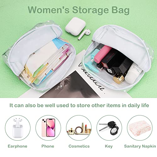 Image of Sanitary Pad Storage Bag Portable Period Bag for Teen Pads /Sanitary Napkins /Small Tampons, Sanitary Napkin Storage Bag First Period Gifts for Teen Girls (Green Dot)