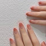 BHIDENAW ネイルチップ ショート 24枚入 人気 和風 かわいい シンプル おしゃれ 成人式 結婚式 パーティー 日常生活に使用できます 花嫁ネイル 光沢 つけ爪 両面テープ ウッドスティック (一目惚れ T14, M)