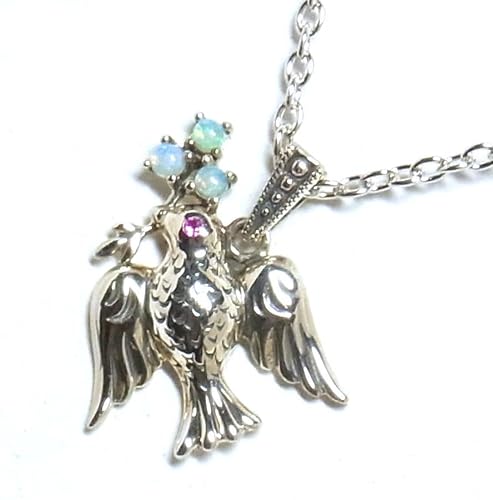 【碌山】ルビーの瞳の小鳥のペンダント