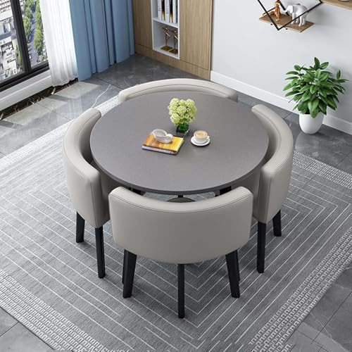 Moderno juego de mesa de comedor cuadrada redonda con 4 sillas, elegante mesa de conferencias y silla, combo de 90 cm, perfecto para comedor y zonas de descanso.