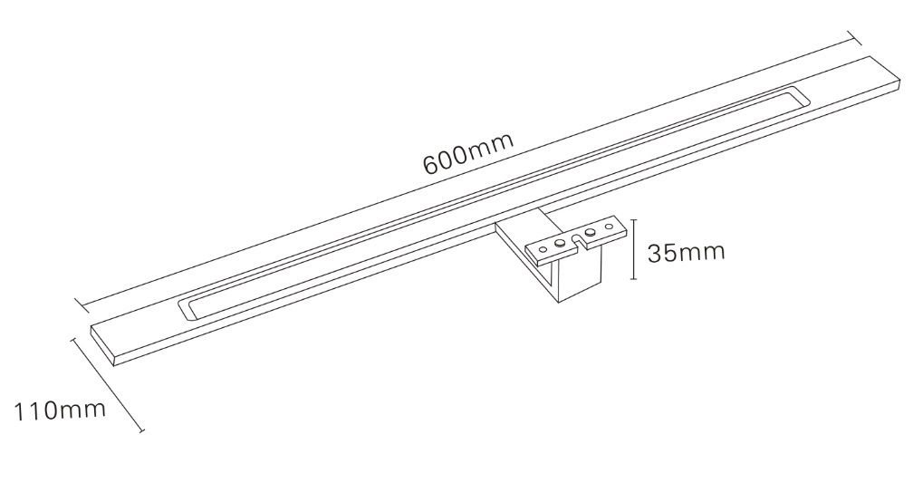 luminaria para el baño led negro 600 mm lámpara para espejo luminaria para espejo luminaria de superficie, color de la luz: blanco cálido