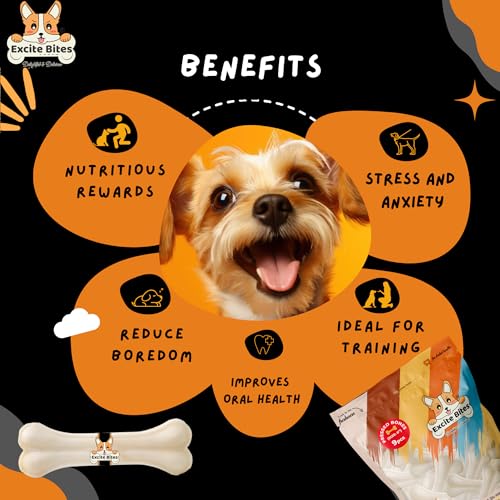 Image of Excite Bites Dog Rawhide Pressed Bones Mega Pack (Dog Chews) (Size 6 inch) (9 Pcs),All Life Stages