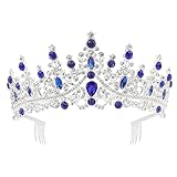 COCIDE Blue Crystal Tiaras and Crowns for Women Princess Queen Crowns for Women Rhinestone Tiaras for Girls Bride Wedding Hair Accessories for Bridal Birthday Party Prom Halloween Cosplay Christmas