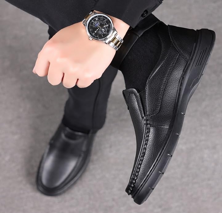 Men's Fashion Classic Lace Up Leather Low Heels Dress Shoes Mens Classic Slip On Pointed Toe Formal Business Oxford Shoes Comfort Suit Shoes for Men3
