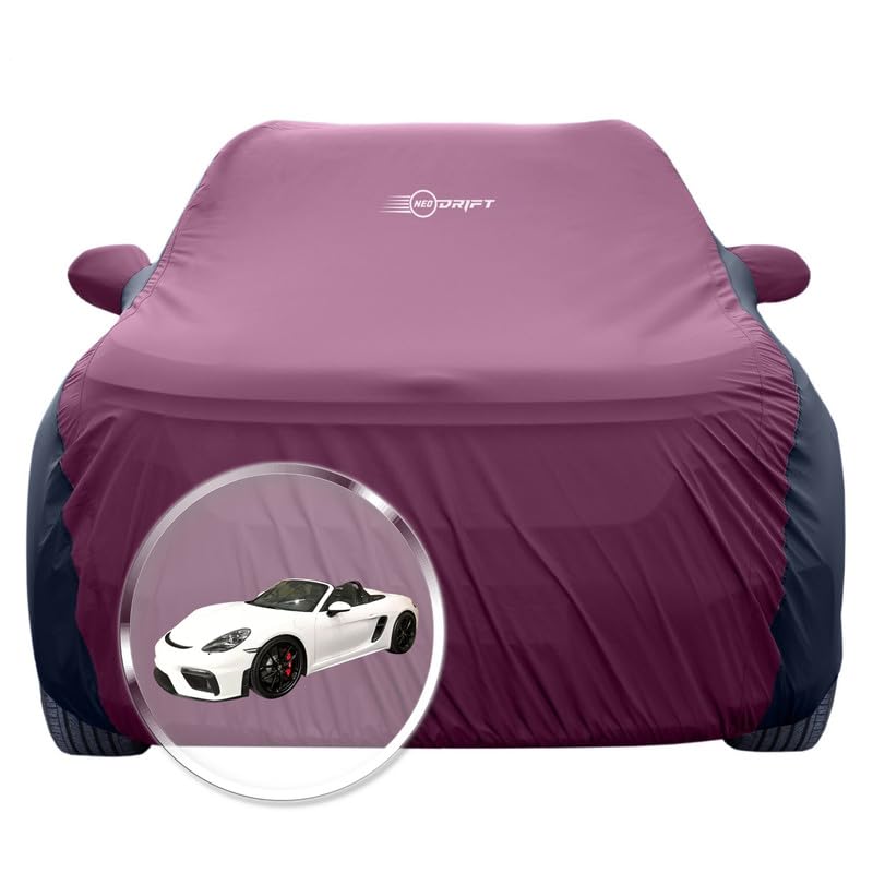 Image of NEODRIFT 'SuperTech' Car Cover for Porsche Boxster (100% Water-Resistant, All Weather Protection, Tailored Fit, Multi-Layered & Breathable Fabric) (Colour: Maroon+Black)