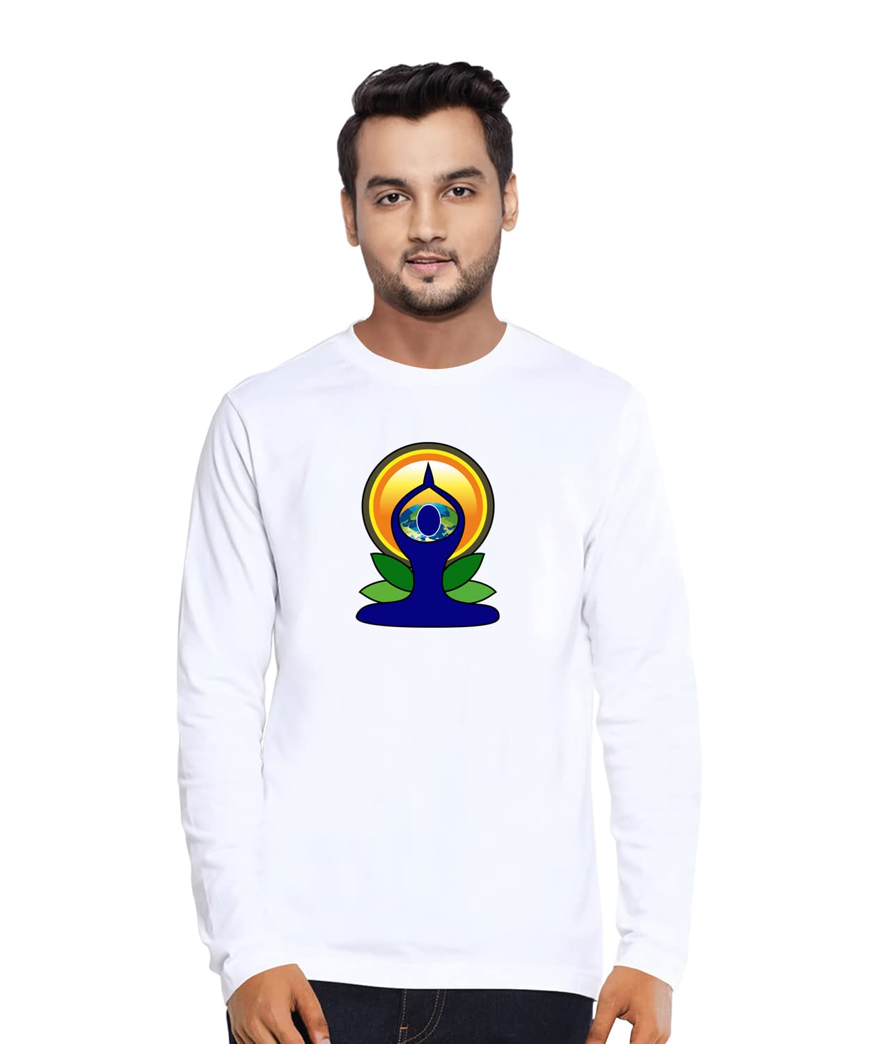 OPLU Men's Regular Positive Thinking Installing Cotton Printed Round Neck Full Sleeves Tshirt. Thought,Text, Trending Tees and Tshirts, Pootlu.