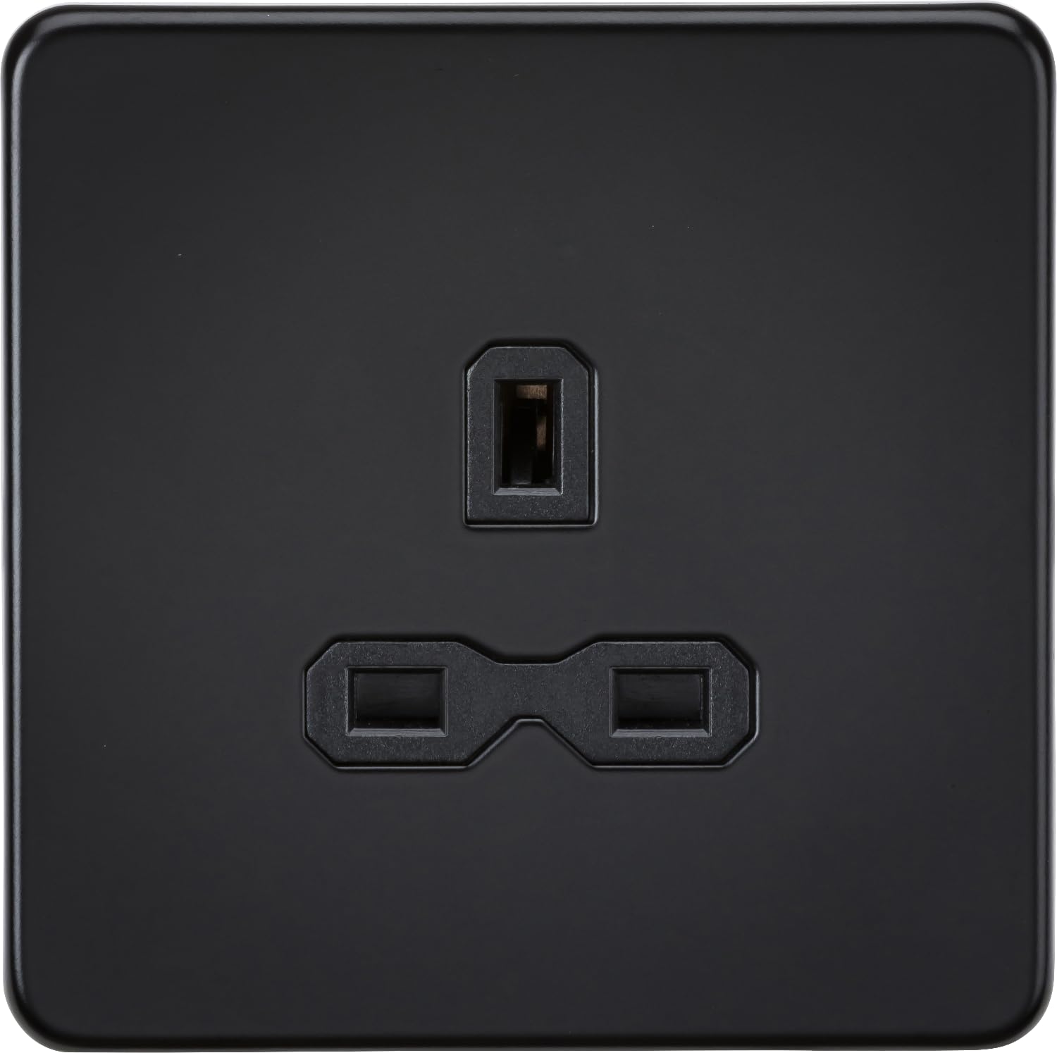 Knightsbridge Matt Black 13A 1G Unswitched Socket - With Black Insert