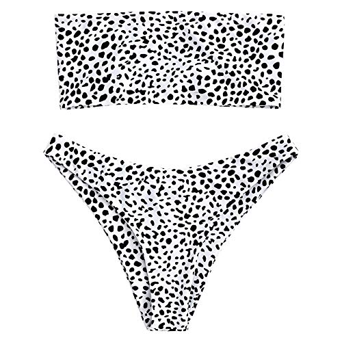 Zaful women's bathing suit adjustable back lace-up bandeau bikini…