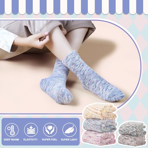 ICEIVY Womens Fuzzy Socks Thick Soft Warm Winter Fluffy Cozy Cabin 5 Packs Casual Home Sleep Socks with Gifts Box3