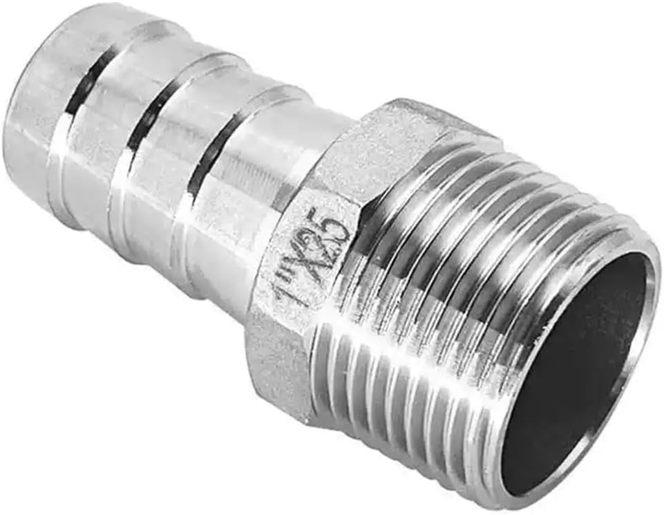 Raccord de tuyau en acier inoxydable mâle 1'' raccord cannelé 304 adaptateur queue de tuyau