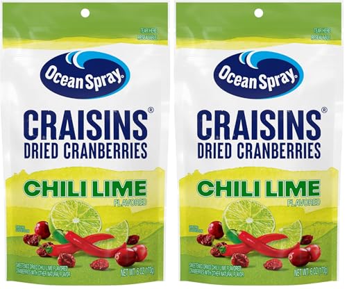 Image of Ocean Spray Craisins Sweetened Dried Cranberries, Chili Lime, 6oz Pouch (Pack of 2)