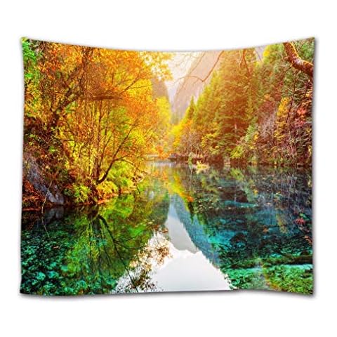 A.Monamour Tapiz Otoño Bosque Árboles Lago Montañas Naturaleza Paisaje Cover