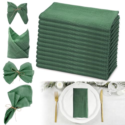 Servilletas de tela verde oscuro, juego de 12 servilletas de tela de algodón, 43 x 43 cm, servilletas de tela reutilizables para bodas, cumpleaños, cenas