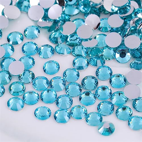 Image of 1000 Pieces SS20 5mm Flatback Rhinestones Clear Glass Round Gems Crystals for Nail Art DIY Crafts Clothes Shoes Bags (Crystal Blue)