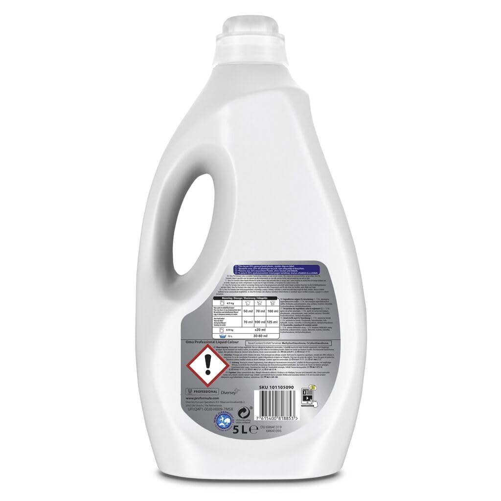 Omo Professional Color Waschmittel Flüssig - Hochwirksam gegen hartnäckige Flecken, Universelles Flüssigwaschmittel für Buntwäsche, 2 x 5L