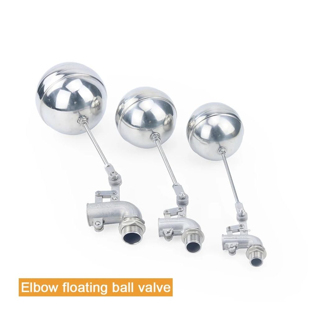 Valvola a galleggiante regolabile in acciaio inossidabile 304 - Valvola a sfera a galleggiante for serbatoio dell'acqua a gomito da 90 gradi for cisterna ed espansione(1/2inch)