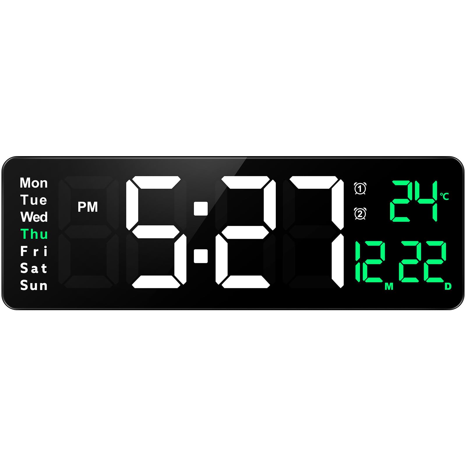 UKCOCO Digitale Wanduhr mit Großem 16 Zoll Display Kunststoffgehäuse 10 Stufen Helligkeit und Fernbedienung Moderne Digitale Uhr für Wohnraumdekoration