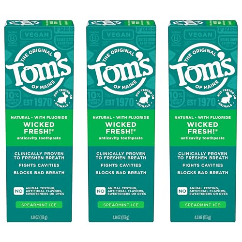 Tom's of Maine Wicked Fresh! Natural Anticavity Toothpaste, with Fluoride, 3 Pack, 4.0oz