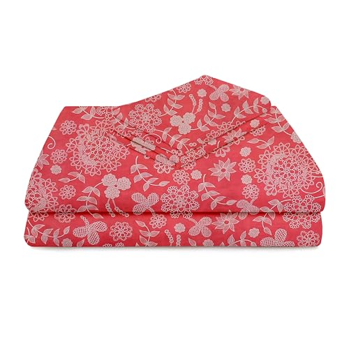 Image of HOMEKART (110 TC & 110 GSM 100% Cotton Feel Bedsheet for Single Bed with One King Size Pillow Covers Soft /Breathable Wrinkel Free -60x90 Inches - (Re)