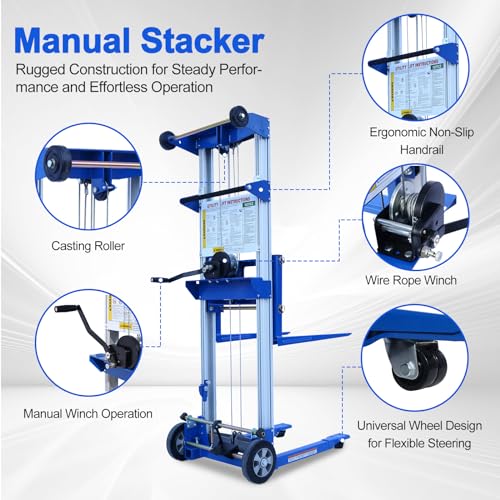 Elevador manual de materiales con capacidad 500 lbs y 70" altura miniatura 4