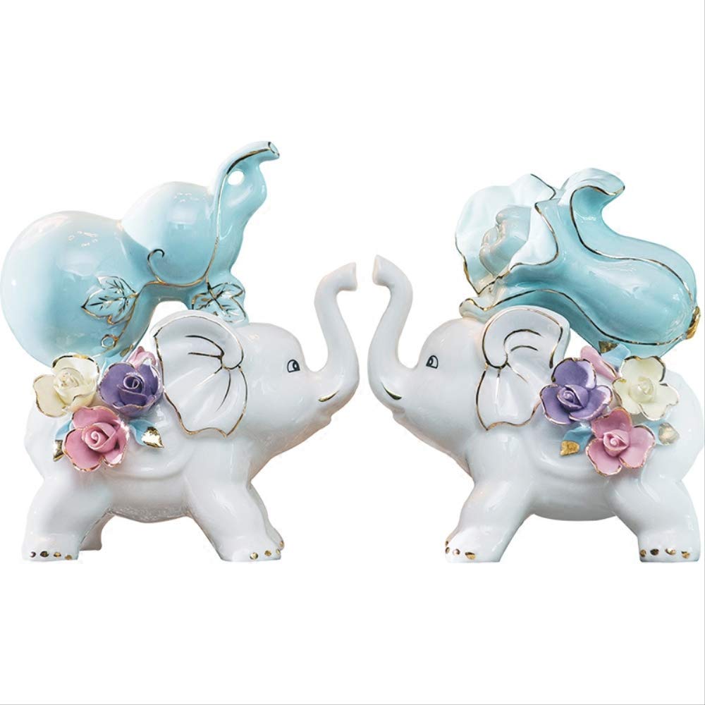 Estatuas de Elefante de cerámica, Adornos Decorativos para el hogar, decoración de Feng Shui Chino, atraen Riqueza y Buena Suerte