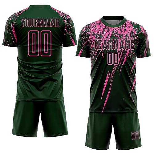 Generic Custom Soccer Jerseys for Men Women Youth Kids, Green Pink Personalized Soccer Jersey Printed Name Number Logo Mens Clothing