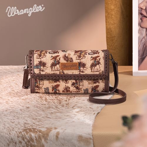Wrangler Cowboy Print Small Crossbody Bags for Women Western Wristlet Wallet2