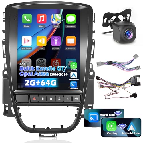Hikity 2G 64G Android 15 Inalámbrico Carplay Radio Coche para Buick Excelle GT/Opel Astra 2006 2014 9.7 Pulgadas Pantalla Radio con GPS Bluetooth FM RDS WiFi HI FI Android Auto Mic Cámara Trasera
