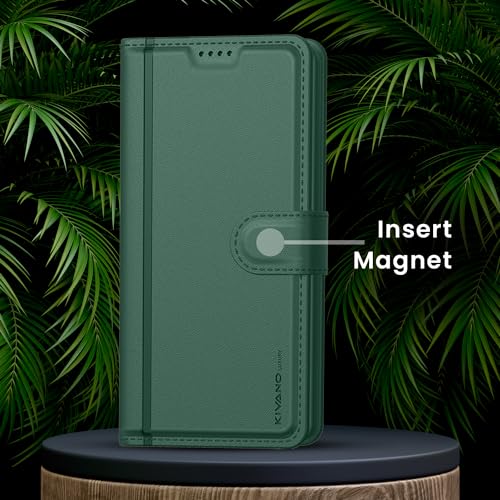 Image of KIVANO LUXE for Motorola G96 5G / Motorola Edge 50 Fusion 5G Luxury Handmade Leather Magnetic Flip Folio Case | Card Holder & Kickstand | Slim Protective Cover | Unisex - Green
