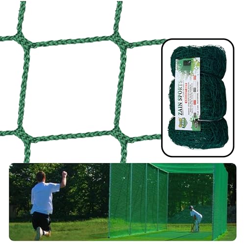 Image of Zain Sports 5x10FT Cricket Practice Net, Nylon Green Batting Net with 0.75mm Thickness, Best Sports Net for Soccer, Golf, Hockey, Handball, Durbale Nylon for Timeless Training