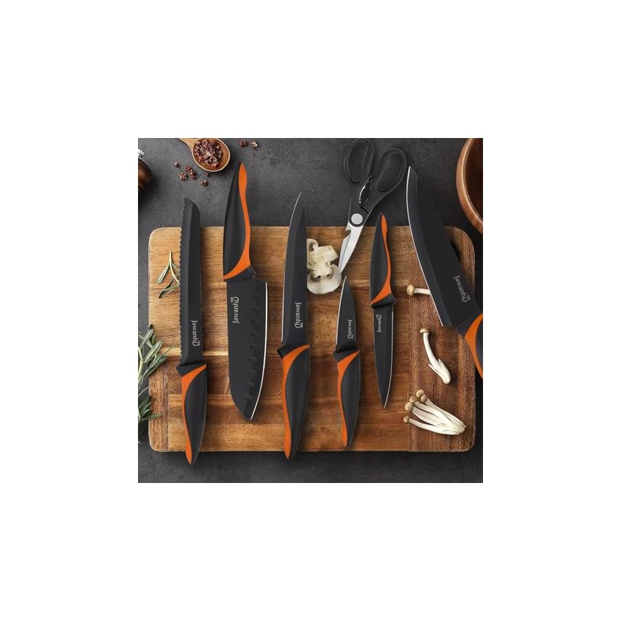 Kitchen-Knife-Set-8-Pieces-Anti-Rust-Black-Knife-Set-Non-stick-Coating-Stainless-Steel-Chef-Knife-Sets-with-Universal-Knife-Block-for-Kitchen-Dishwasher-Safe-Black-Blade-Black-Block Kitchen Knife Set, 8 Pieces Anti-Rust Black Knife Set, Non-stick Coating Stainless Steel Chef Knife Sets with Universal Knife Block for Kitchen Dishwasher Safe (Black Blade, Black Block)