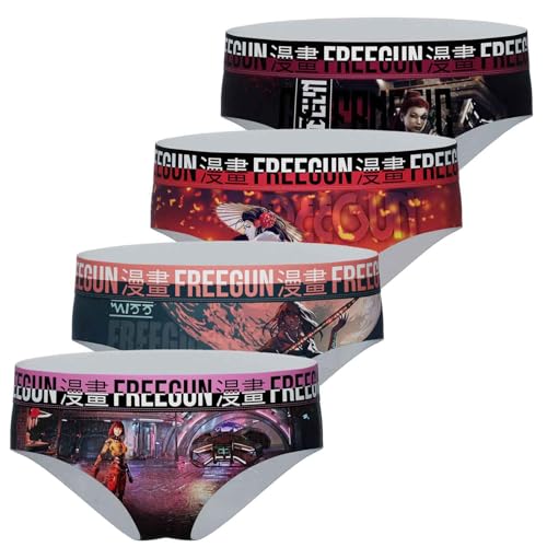 FREEGUN Lot de 4 Culottes Boxers Shorties Fille (8-10 ans, Miss Manga 77)