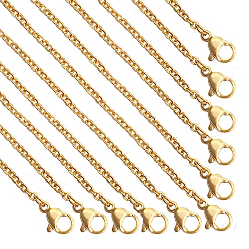 30 Pack Necklace Chains 2mm Gold Plated Stainless Steel Link Cable Chain Necklace Bulk for DIY...