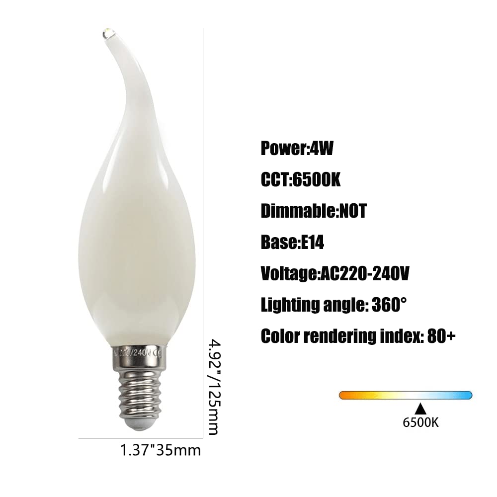 Lampadina di Ricambio a LED - 220 V-240 V, lampadine Edison con Base E14, Lampadina C35 G45, Adatta per luci Vintage da Giardino Commerciali, Luce Diurna Bianca 6500 K, Confezione da 10