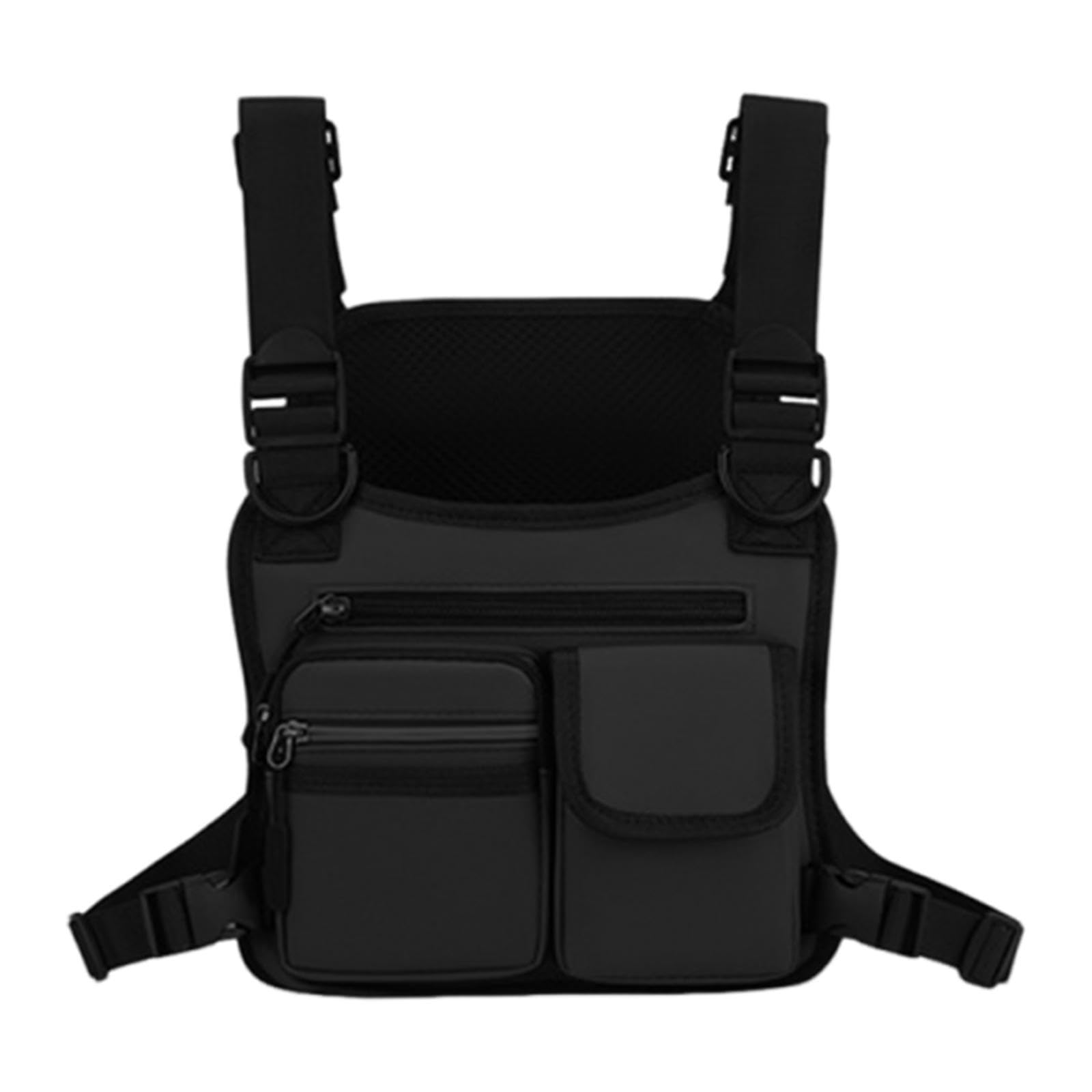 Chest Rig Bag Streetwear Fashion Front Pack Pouch for Running Cycling Picnic Black|Clothing, Shoes & Accessories | Mens Accessories | Backpacks, Bags & Briefcases-image-17