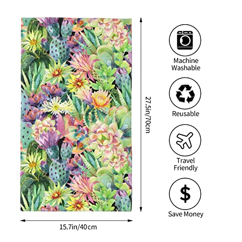 Varun Colorful Beautiful Flowers Cactus Long Hand Towels Wild Floral Succulent Plant Art Painting Ultra Soft Towel Absorbent Luxury Towels For Bathroom Hotel Gym And Spa 27.5X15.7In #TOP2