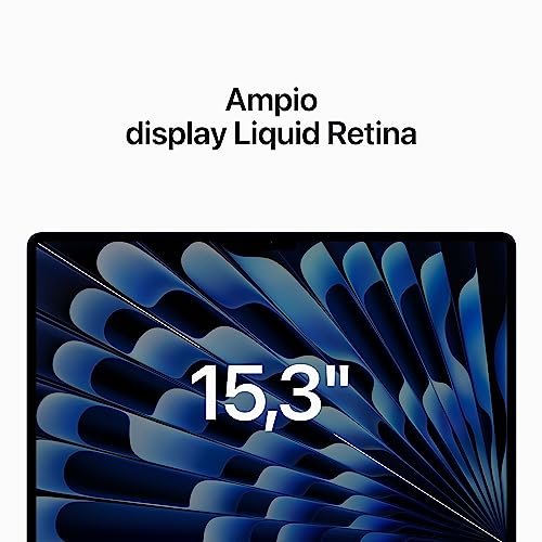 Apple 2023 MacBook Air portatile con chip M2: display Liquid Retina da 15,3, 8GB di RAM, 256GB di archiviazione SSD, videocamera FaceTime HD a 1080p. Compatibile con iPhone/iPad - Mezzanotte