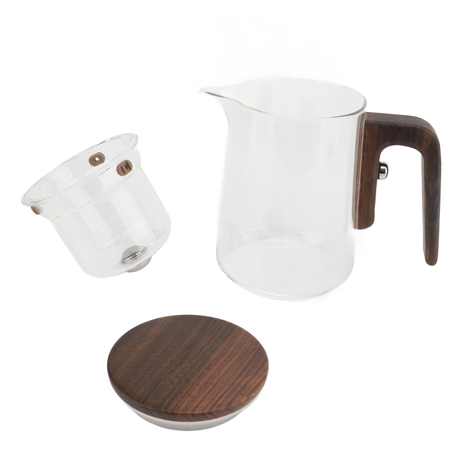 Tnfeeon Tetera de Vidrio Transparente de 600 Ml, Control de Botón de Bloqueo Magnético con Filtro de Acero Inoxidable, Perfecta para Preparar té de Hojas Sueltas en Casa u Oficina