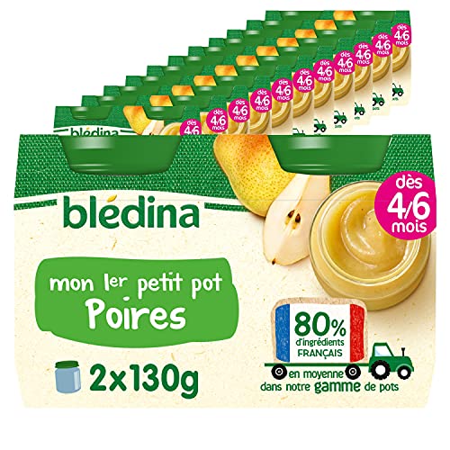 Blédina Mon 1er Petit Pot pour bébé, Dès 4/6 Mois, Poires, 24x130g (Lot de 12*2) Cover