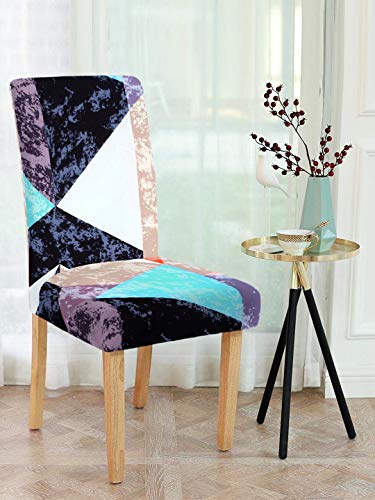 Image of Cortina Dining Chair Slipcovers | Protection Chair Covers | Geometric Print, Removable, Washable | Universal Fit Super Soft Stretchy Polyester Spandex | Hotel, Marriage, Wedding | Pack of 6, Multi 2