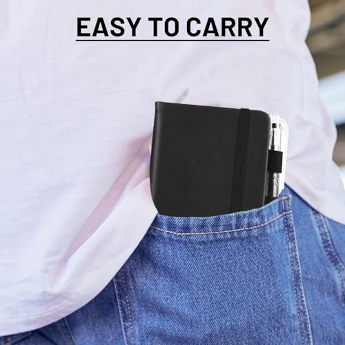 Portable A7 Pocket Notebook with 2 Pens - 100 Sheets Black Journal - Image 3