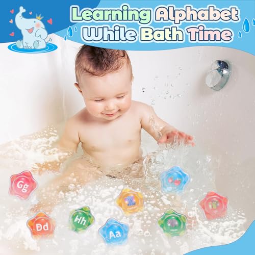Alphabet Bath Toys, 26pcs Floating Starfish Bath Toy,Montessori Educational Preschool ABC Learning Toys with Mesh Bag for Toddlers Age 2 3 4 - Image 3