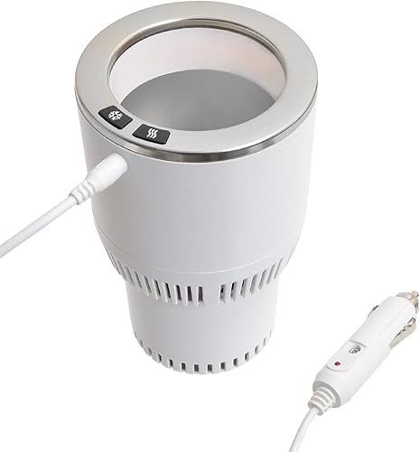 Portavasos calentador de café enfriador de bebidas 2 en 1 camión en lata de regalo (blanco con plata 12V)