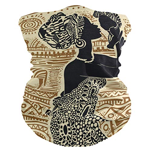 Face Mask Bandana Balaclava Neck Gaiter for Women Men, African Black Woman Face Sun Dust Mask Magic Scarf Headwear for Running Fishing Outdoor
