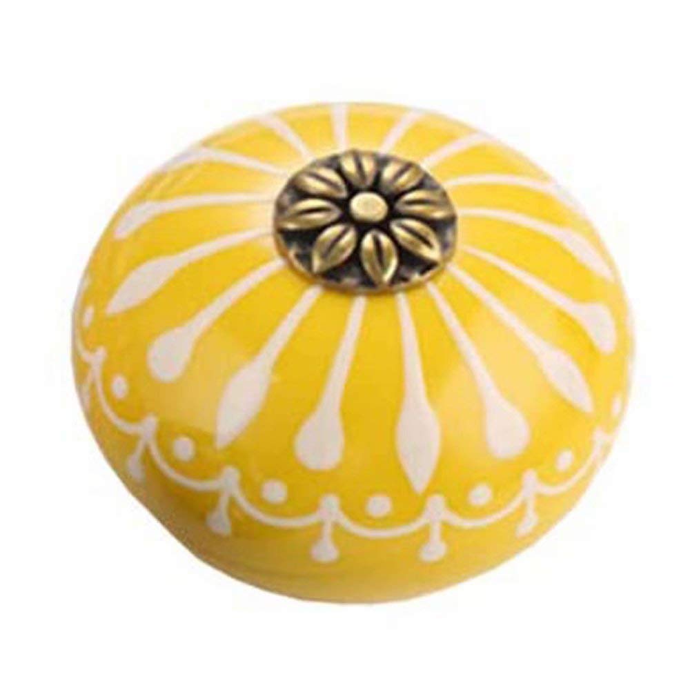 Frolahouse Hand Painted Ceramic Knobs Drawer Round Pull Handle Furniture Door Cabinet Cupboard Wardrobe Dresser Door Replacement Knobs